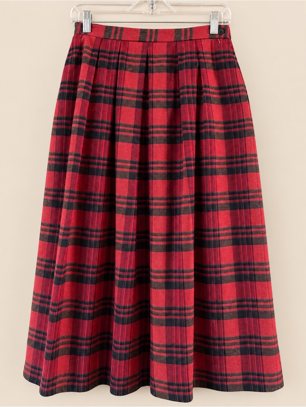 80s Vintage Jones New York Wool Plaid Midi Length Pleated Skirt 12